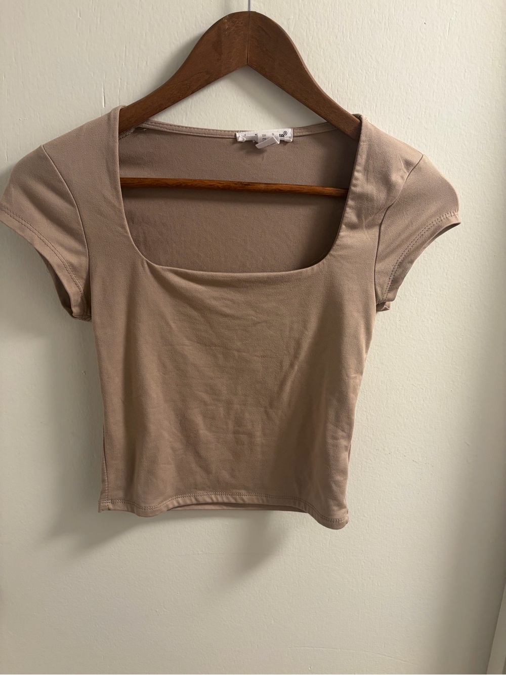 Charlotte Russe Taupe Square Neck Crop Top Women’s S Fitted Y2K 90s